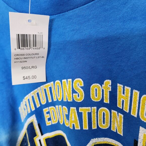 Cross Colours HBCU Long Sleeve Tie Dye T-Shirt Men's Large Blue NWT 0956 - Picture 3 of 8